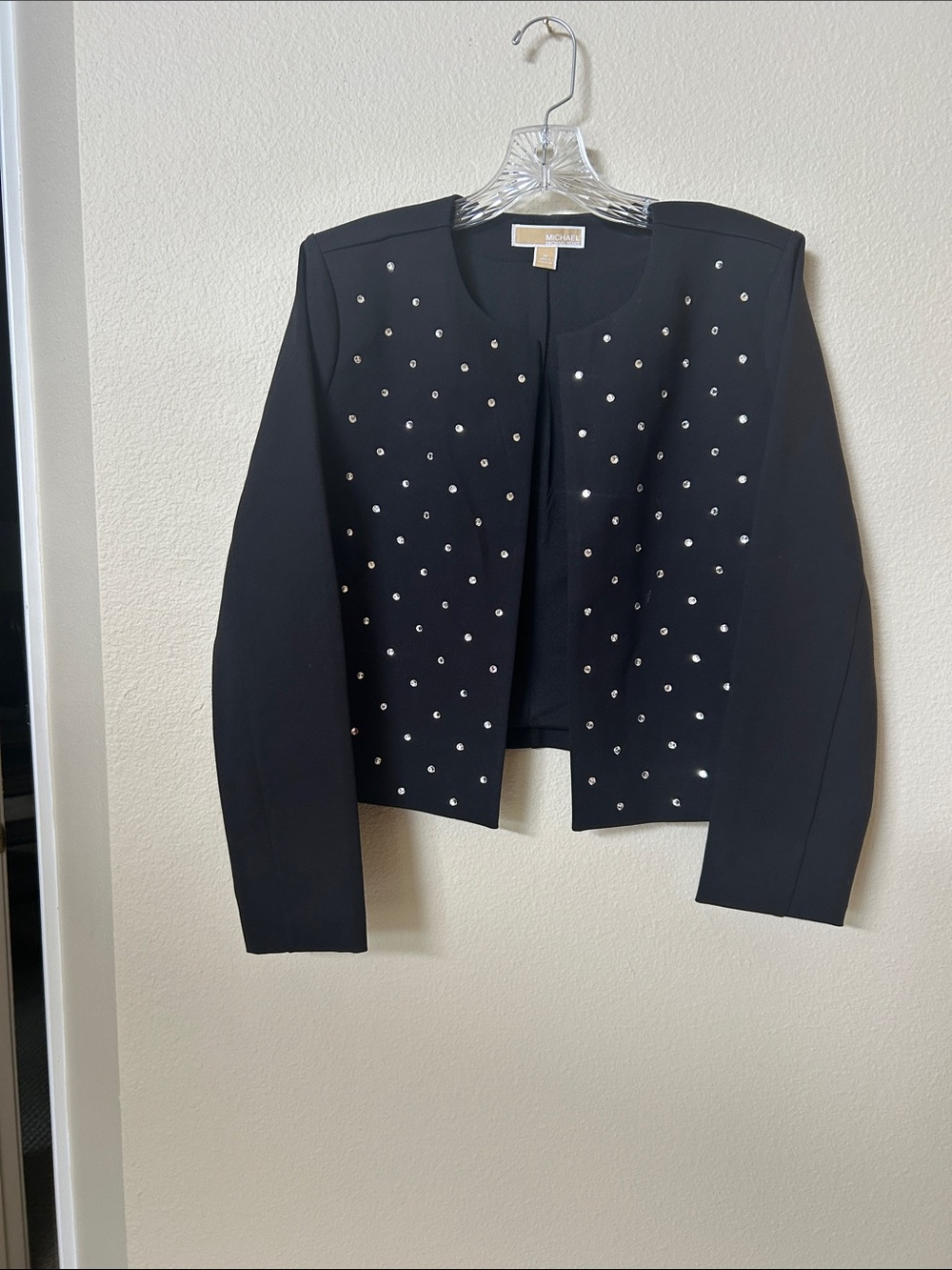 MICHAEL Michael Kors Black Stud-Embellished Open Blazer